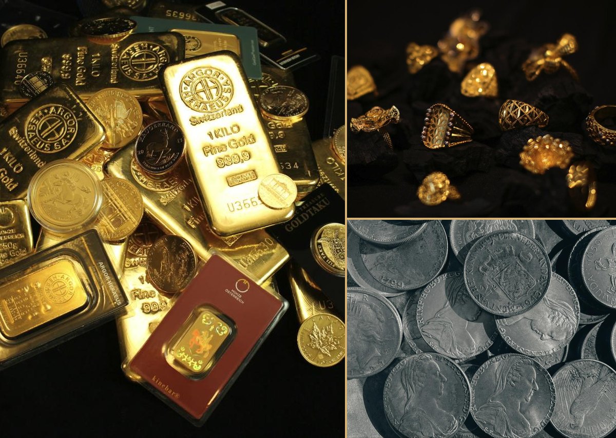 Silver Eagles, Peace dollars, a Mercury dime and a Bust half: bullion and older silver coinage